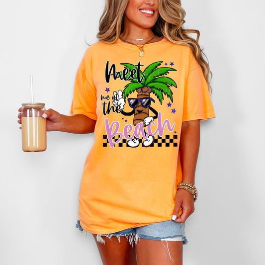 Meet Me At The Beach | Retro Palm Tree Character PNG | Instant Download | Sublimation | DTF