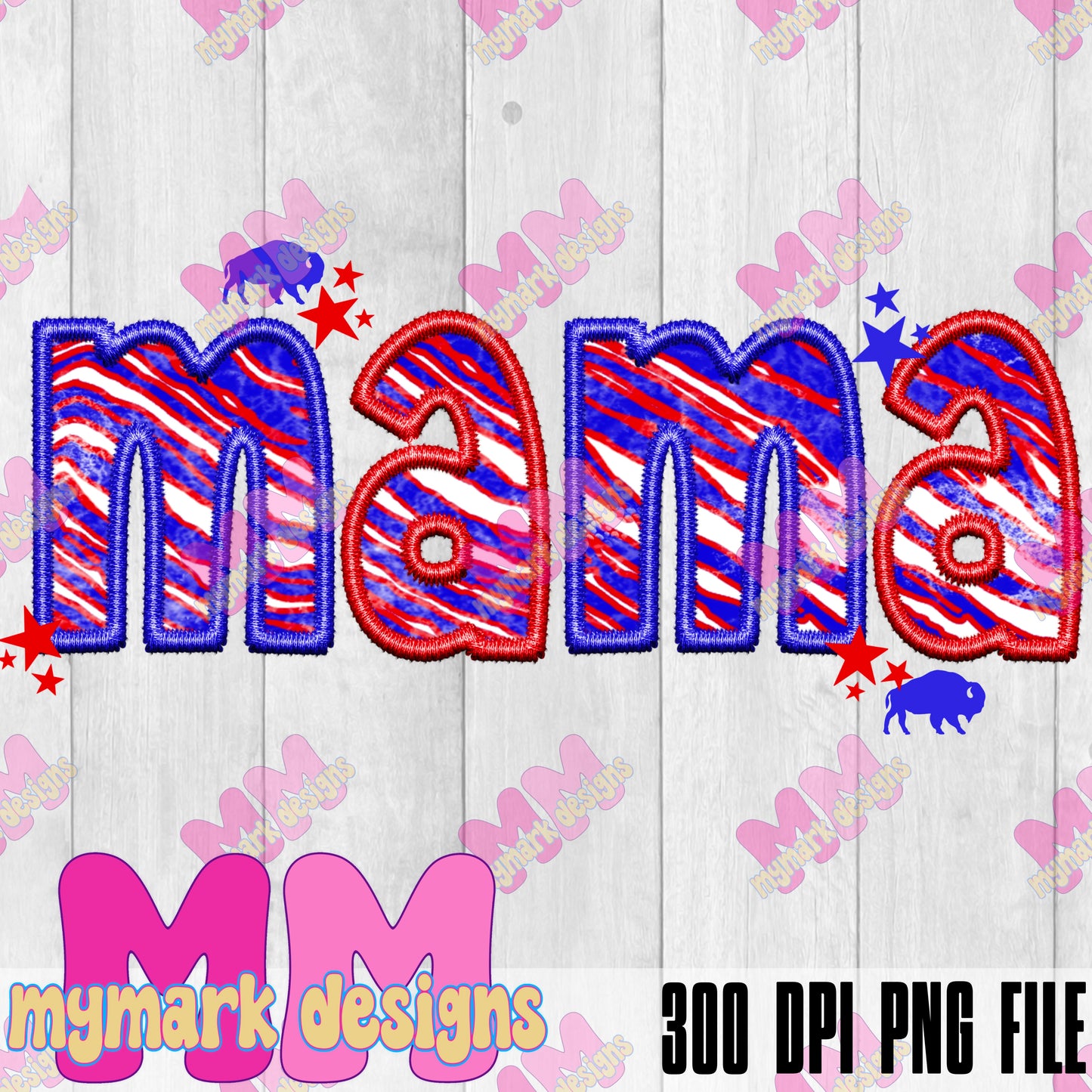 Buffalo Mama : Faux Embroidery : PNG