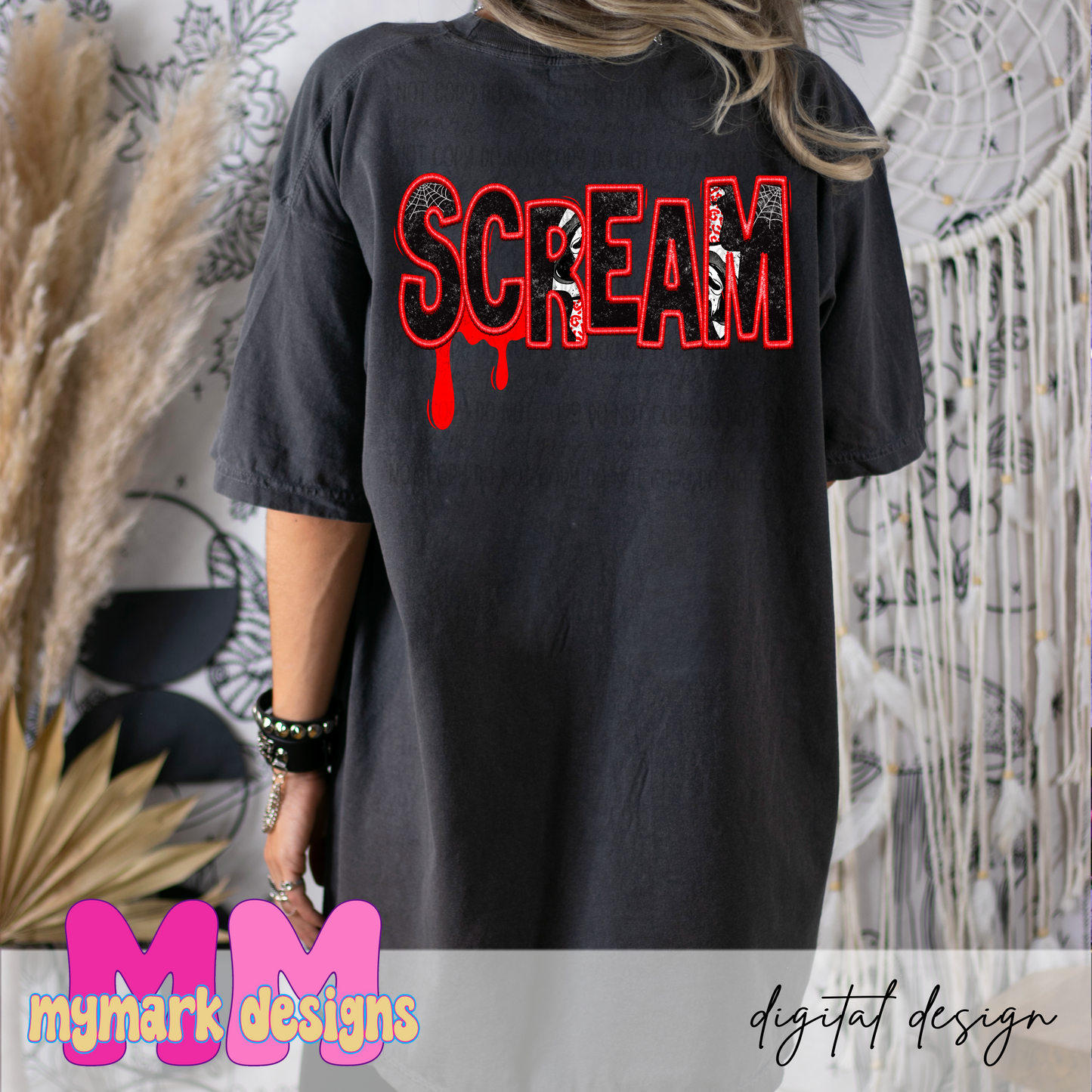 SCREAM FAUX EMBROIDERED: PNG